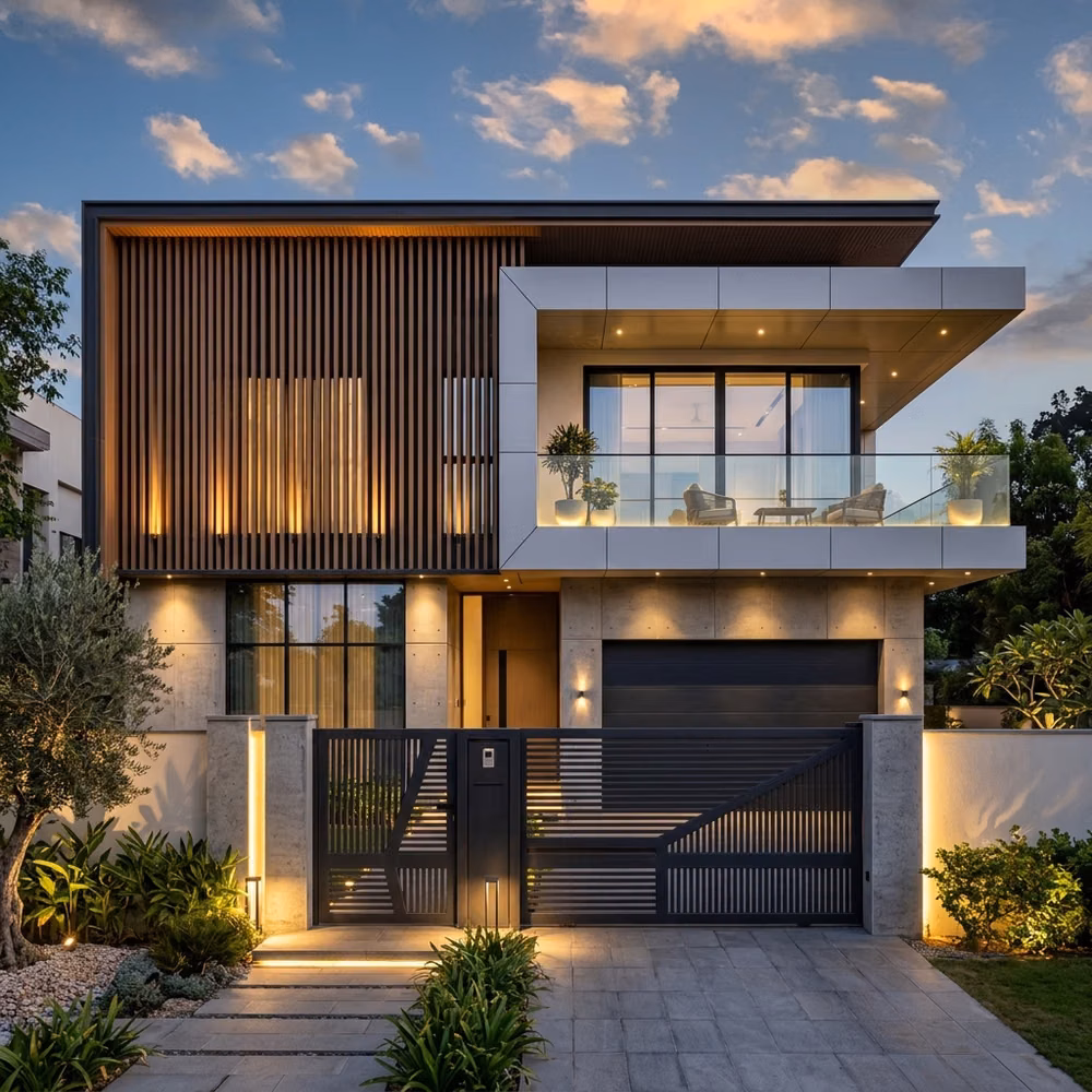 Modern front villa elevation design Modern front villa elevation design