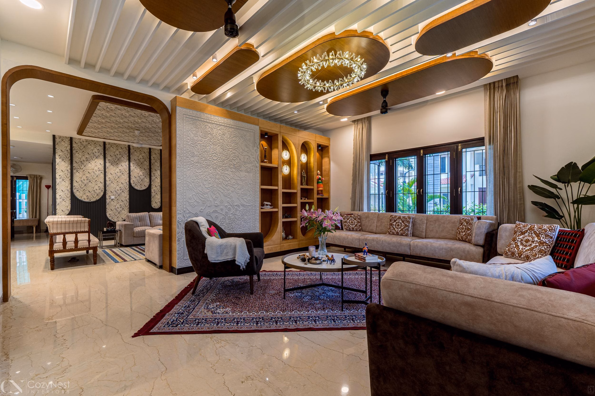 Dimly lit luxury living room interior designed by Glowspace Interiors Chennai Dimly lit luxury living room interior designed by Glowspace Interiors Chennai